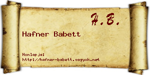 Hafner Babett névjegykártya